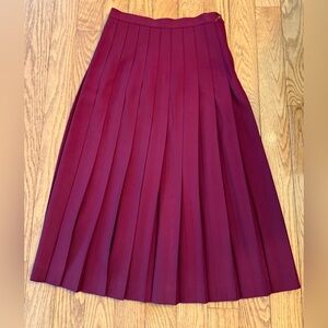 Vintage Alain Gerard 100% Pure New Wool Woolmark Pleated Burgundy Skirt Size 10
